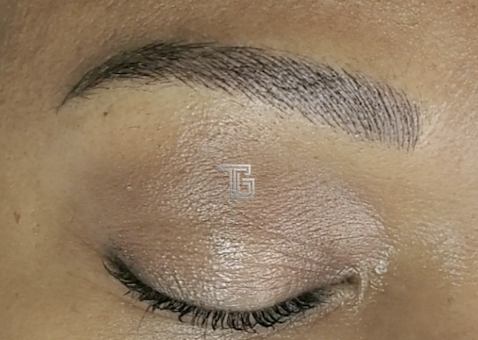 Detailed brow texture and hair growth pattern