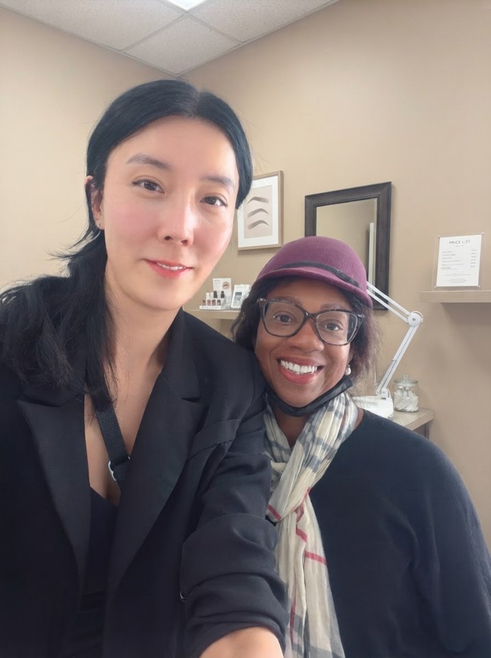 Juliana with her artist at Tall & Great in Midtown Manhattan